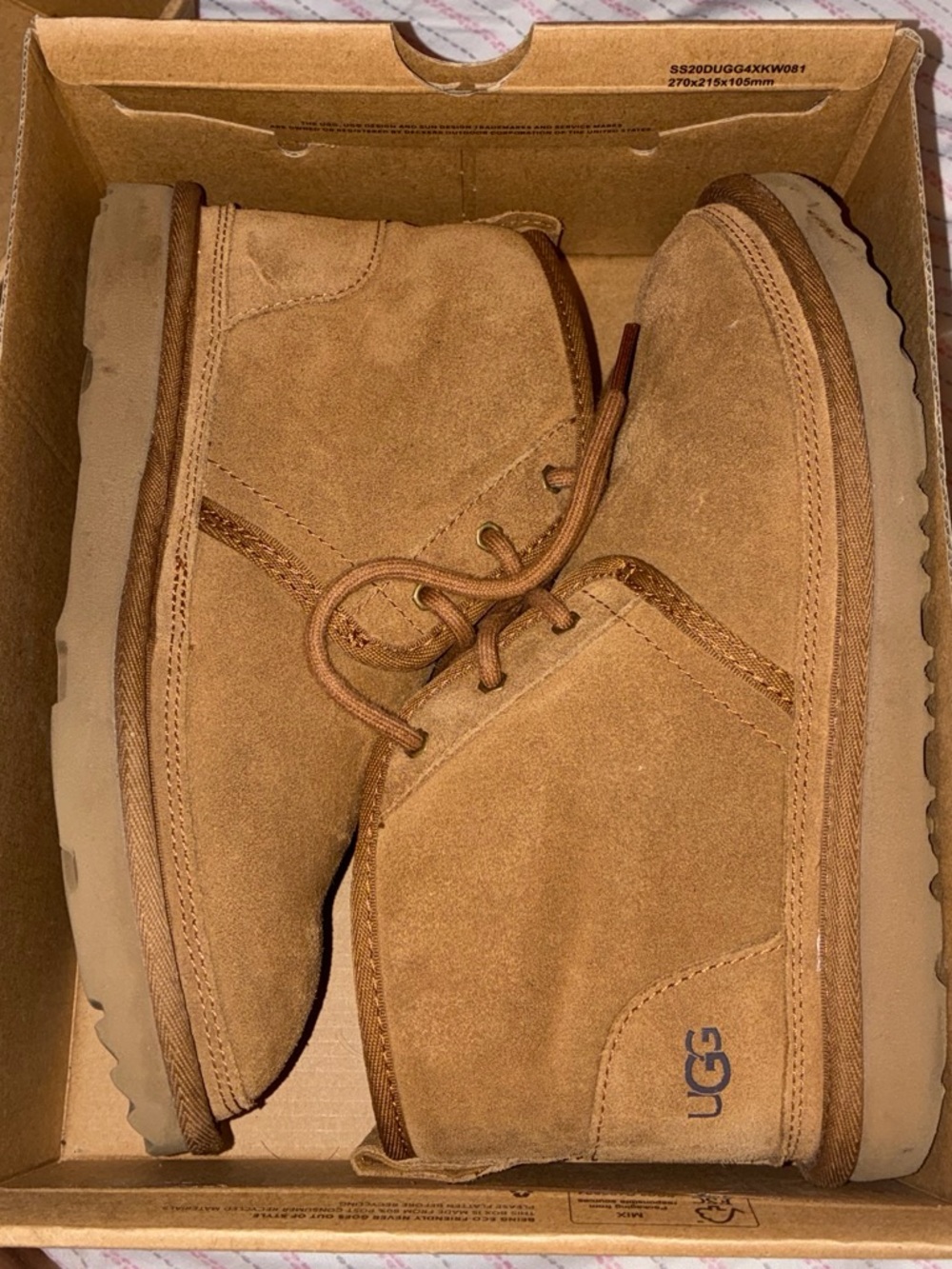 UGG Neumel Brown Suede Shearling-Lined Lace-Up Chukka Ankle Boots US 4